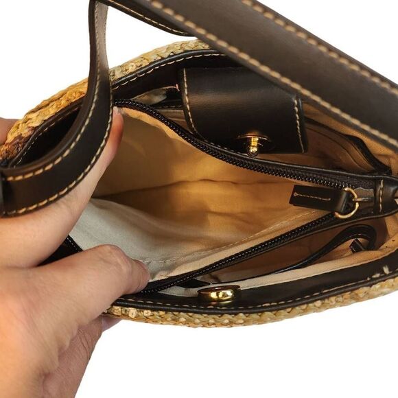 Charter Club Classics Women's Tan Snap Closure Striped Crossbody Bag - Picture 2 of 16